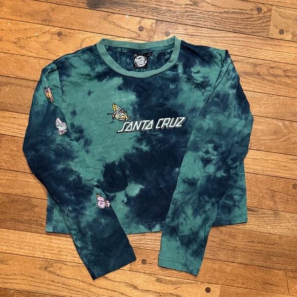Santa Cruz Skateboards Tie-Dye Crop Top - Blue and Green - Picture 1 of 3